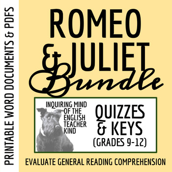Preview of Romeo and Juliet Quiz and Answer Key Bundle (Printable)