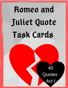 Preview of Romeo and Juliet Act I Quote Task Cards