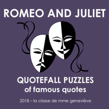 Preview of Romeo and Juliet - Quotefall puzzles