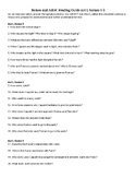 Romeo and Juliet Reading Questions Act 1, 2, 3, 4 & 5 (I, 