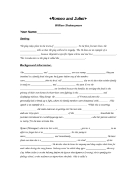 romeo and juliet worksheet answer key