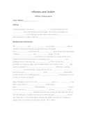 Romeo and Juliet Review Activity/Fill in the Blank Worksheet