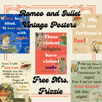 Preview of Romeo and Juliet Shakespeare Poster Set- Vintage Style- BONUS POSTER!