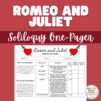 romeo and juliet one pager assignment