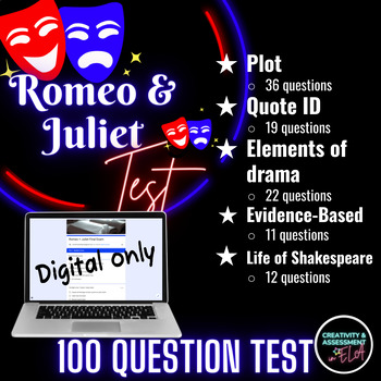 Preview of Romeo and Juliet Unit Test Final Exam Self-Grading Google Forms™ *Digital Only*