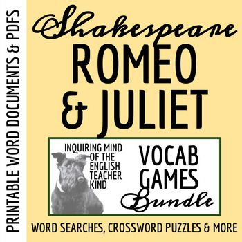 Preview of Romeo and Juliet Vocabulary Games Bundle (Crossword Puzzles, Word Searches)
