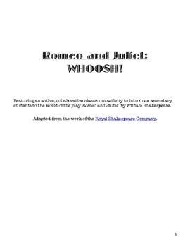 Preview of Romeo and Juliet WHOOSH! Script - An Active, Collaborative Intro to Shakespeare
