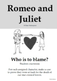 Romeo and Juliet - Who Do You Blame?  Class courtroom activity
