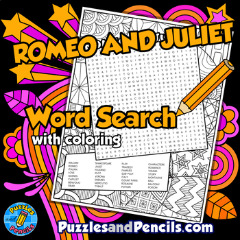 Preview of Romeo and Juliet Word Search Puzzle Activity Page | Shakespeare Wordsearch