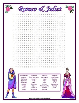 Romeo and Juliet Word Search by Kelli Lovingfoss | TpT
