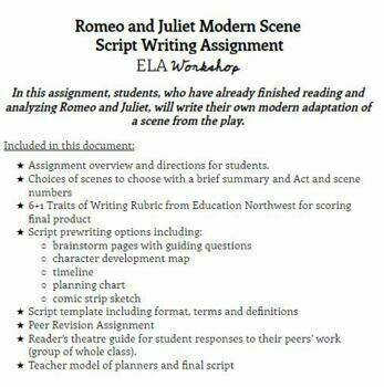 writing assignment for romeo and juliet