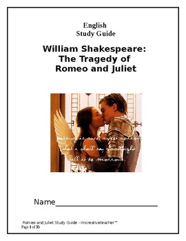 Preview of Romeo and Juliet - a play by William Shakespeare - Complete Study Guide