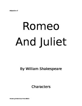 Preview of Romeo and Juliet adapted for students with disabilities