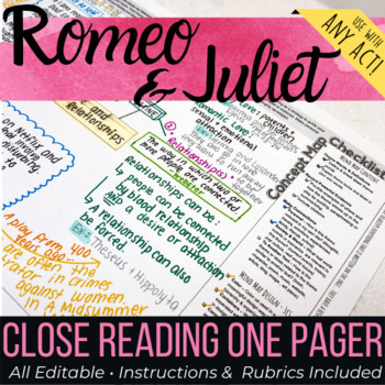 Preview of Romeo and Juliet analysis one pager activity for any act