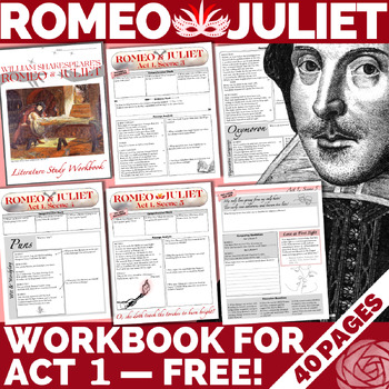 Preview of Romeo and Juliet by Shakespeare | EDITABLE Worksheets & Lessons for Act 1 | FREE