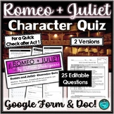 Romeo and Juliet by William Shakespeare | Character Quiz |