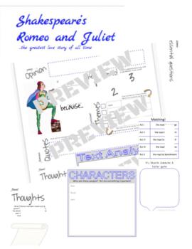 Preview of Romeo and Juliet distance learning digital online research text analysis