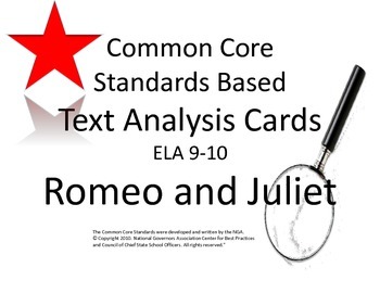 Preview of Romeo and Juliet Literary Analysis Task Cards : CCSS :ELA 9-10 Distance Learning
