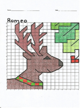 Preview of Quadrant 1 Coordinate Graph Mystery Picture, Romeo the Christmas Reindeer