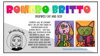 Preview of Romero Britto Inspired Cat and Dog