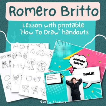 Preview of Romero Britto animals: Lesson and How to Draw Handouts