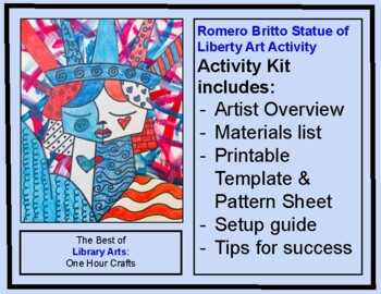 Preview of Romero Britto inspired Statue of Liberty Portrait Activity Kit