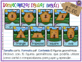 Rompecabezas - cartel figuras geométricas en inglés by MaestraNayely