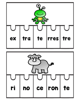Rompecabezas de 2-5 sílabas (SPANISH syllable puzzles)