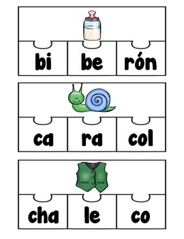 Rompecabezas de 3 sílabas (SPANISH 3 syllable puzzles) by Angelica Vera