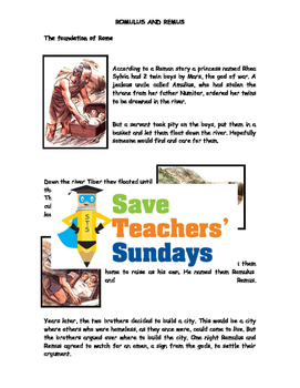 Preview of Romulus and Remus Comprehension / Guided reading (4 levels of difficulty)
