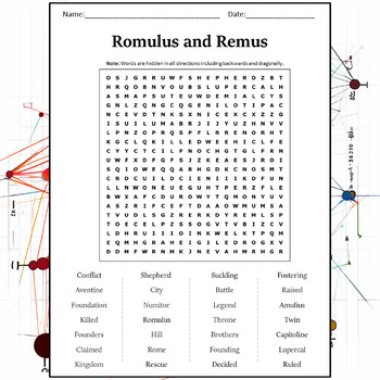 Romulus and Remus Word Search Puzzle Worksheet Activity by Word Search