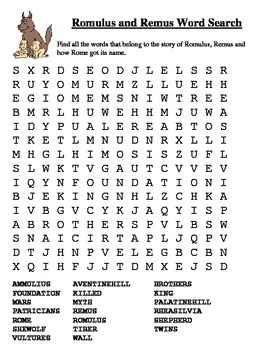 Romulus and Remus Word Search Romans by Steven s Social Studies