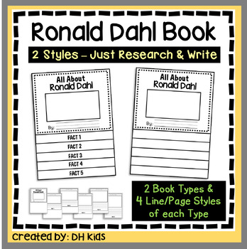 Preview of Ronald Dahl Report, Famous Author Flip Book Research Project, British Writer