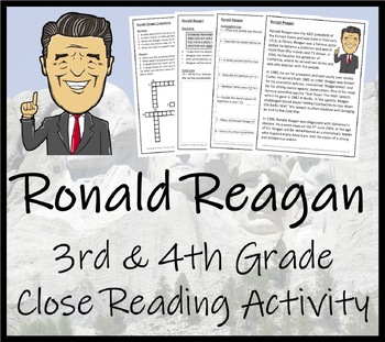 Preview of Ronald Reagan Close Reading Comprehension Activity | 3rd Grade & 4th Grade