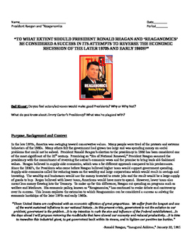 Preview of Ronald Reagan: Was Raegonamics Successful? DBQ, Movie Guide, research, & more
