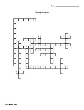 Roofing Installation Crossword for an Agriculture Structures Class