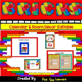 Preview of Lego Inspired Themed Classroom Decor Bundle | EDITABLE |  2024-25