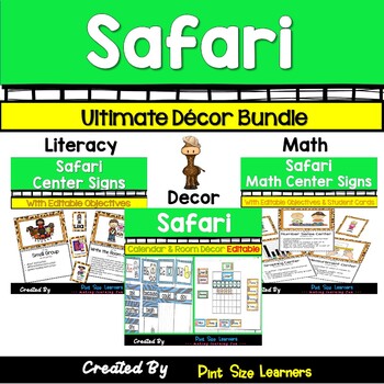 Preview of Jungle Safari Themed Classroom Decor BUNDLE | Posters | Calendar | Center Signs
