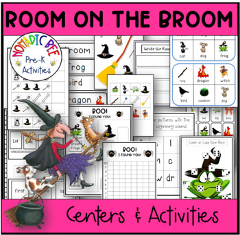 Preview of Room on a Broom printable center activities and worksheets
