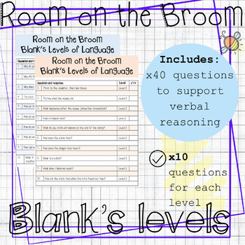 Preview of Room on the Broom activities book companion Blank's Levels | Speech therapy