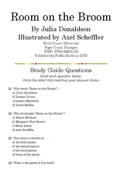 Preview of Room on the Broom By Julia Donaldson; Multiple-Choice Study Guide Quiz