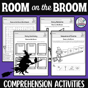Preview of Room on the Broom Sequencing Activities and Story Elements Comprehension Pages
