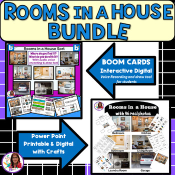 Preview of Rooms In A House BUNDLE PowerPoint & Digital Boom Cards
