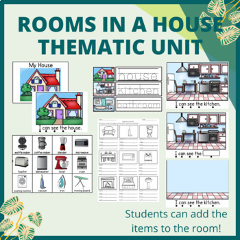 Preview of Rooms in a House ENL Thematic Unit for Entering/Emerging Students (DIGITAL + BW)