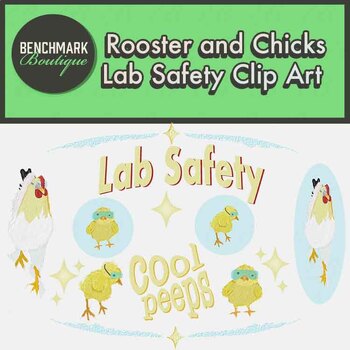 Preview of Rooster and Chicks Lab Safety Clip Art PNG Files Goggles on Chickens Lab Safety