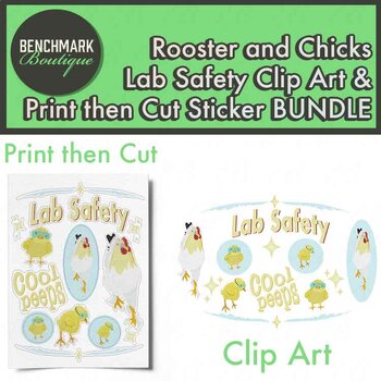 Preview of Rooster and Chicks Lab Safety Clip Art & Print then Cut Sticker BUNDLE PNG SVG