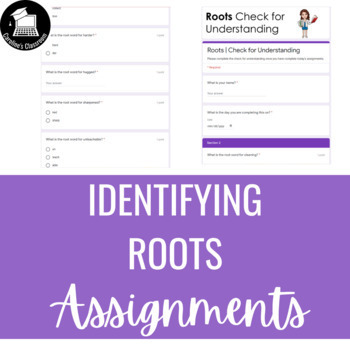 Preview of Root Digital Check for Understanding for Google Forms & TPT Easel