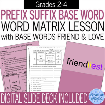 Root Prefix Suffix Word Building Word Matrix Activities Bundle