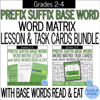 Preview of Root, Prefix & Suffix Word Building Word Matrix Activities Bundle:  READ & EAT