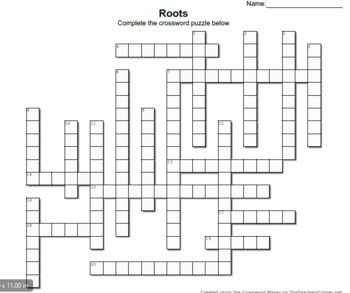 Root Structure Crossword Puzzle by ScienceWisewithKatie TPT